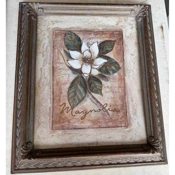 Set of 2 Magnolia Floral Print Home Interiors Framed Wall Art Decor 10 x 12.5" - Picture 3 of 10